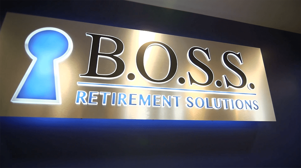 photo of large sign at boss retirement solutions